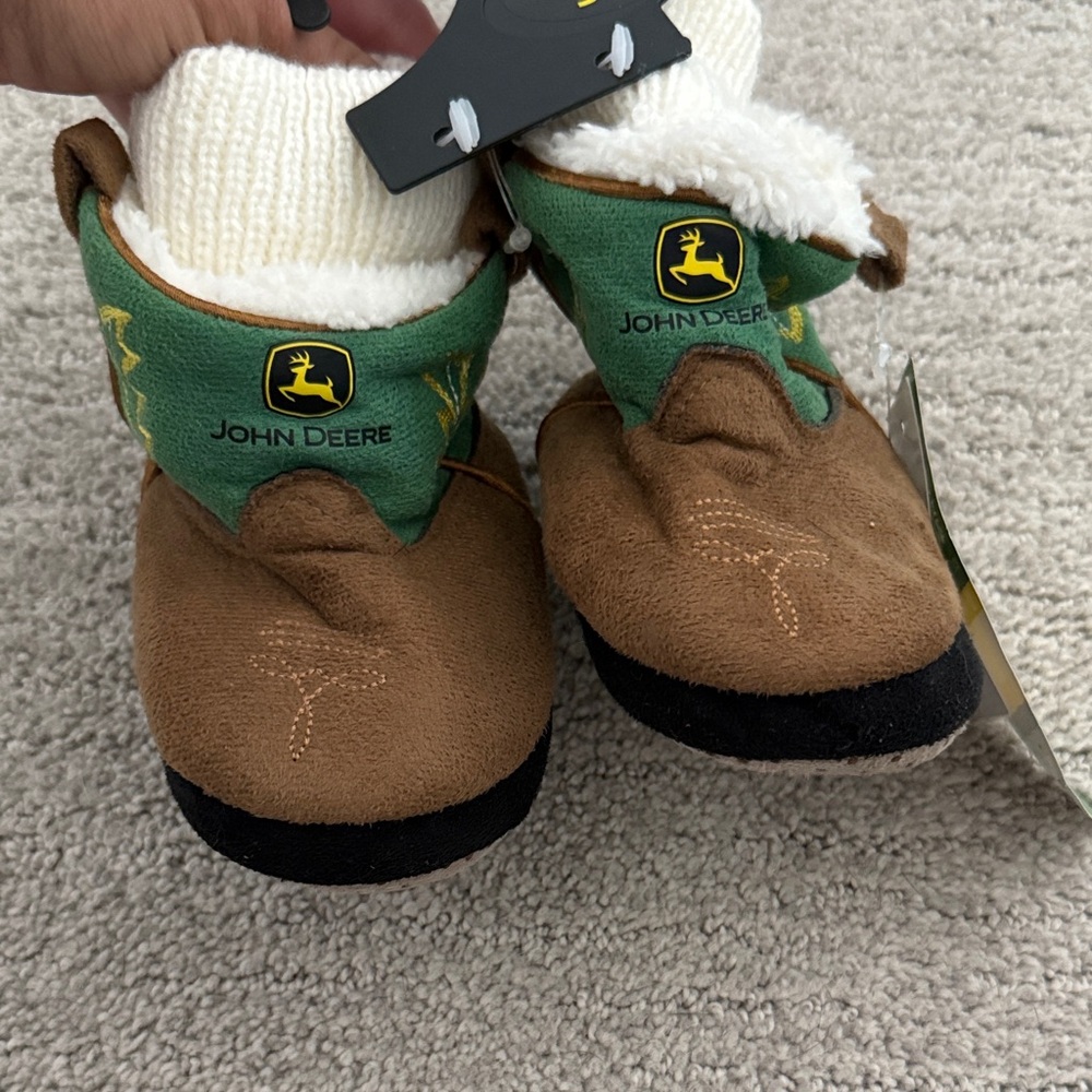 John Deere Green and Brown Baby Booties